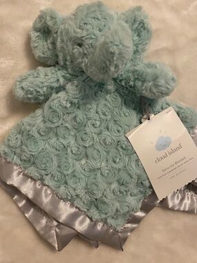 New Cloud Island Elephant Target Teal Swirly Satin Baby Security Blanket Lovey